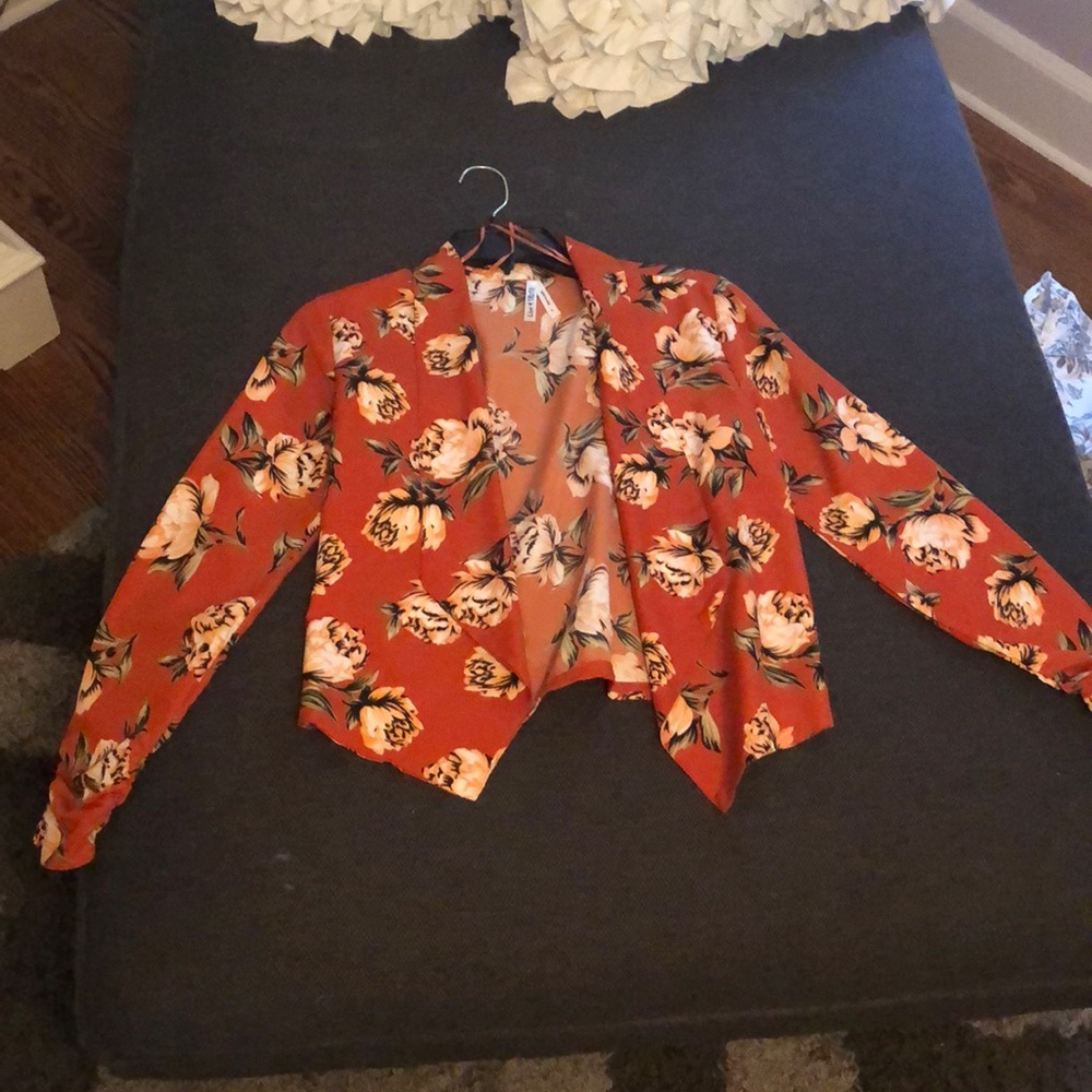 Orange silky blazer/cardigan - women’s Small
